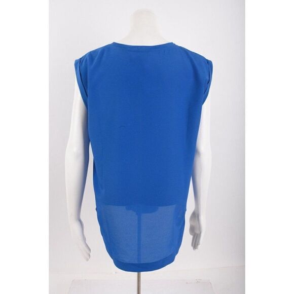 J.Crew Womens Shirt Top Blouse Sz 00 Blue Scoop Neck Polyester F1056 NWT - Picture 5 of 6